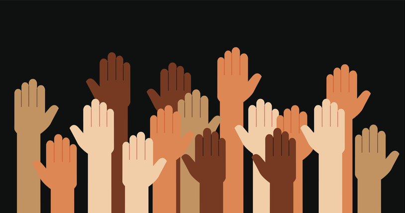 Hands Raised Multi Racial