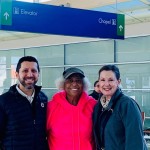 NASW President Kathryn Conley Wehrmann (right) and NASW New Jersey team mates Paul Cataldo and Sandy Ortega before boarding their flight to return home