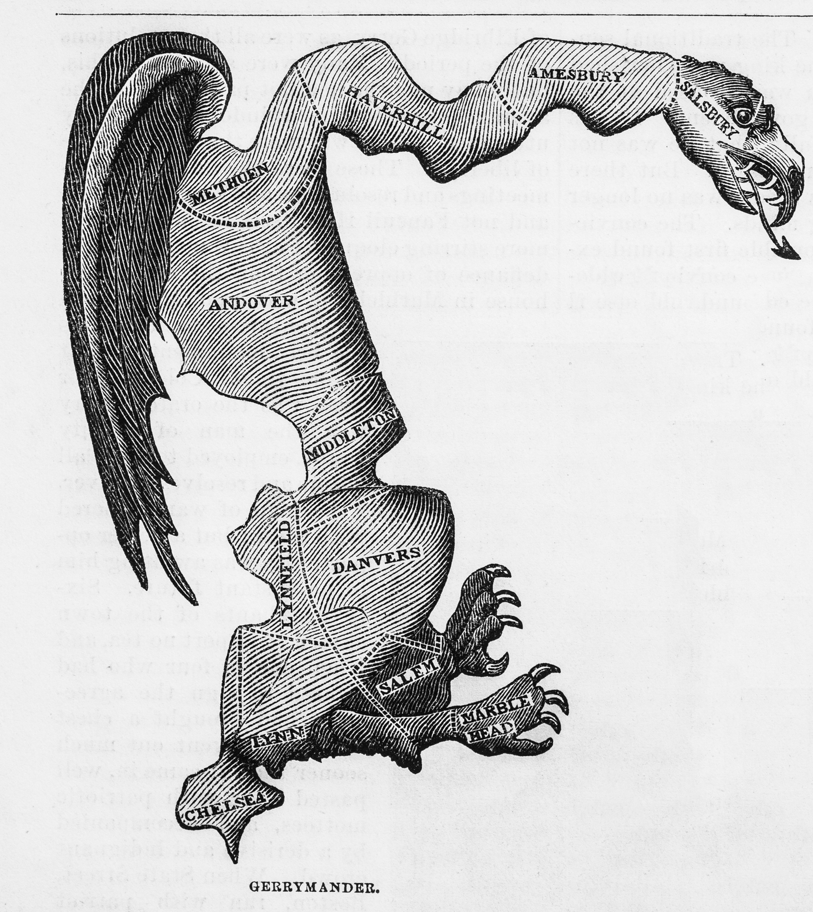 Illustration from Harper's New Monthly Magazine 1874 Gerrymandering, defined in the contexts of representative electoral systems, is the political manipulation of electoral district boundaries to advantage a party, group, or socioeconomic class within the constituency