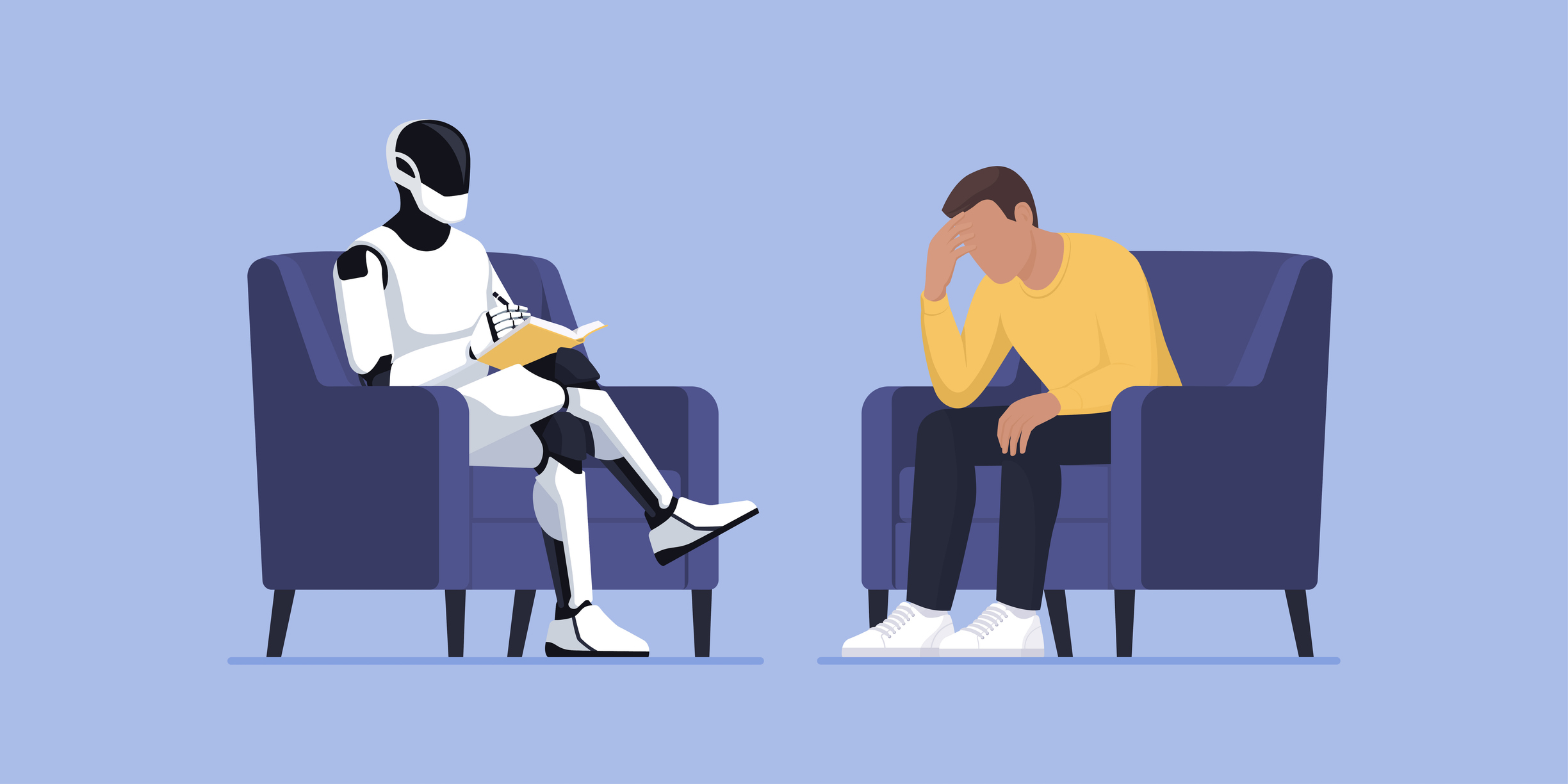 A robot provides therapy