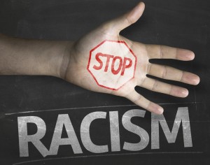 Educational and Creative composition with the message Stop Racism