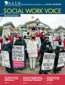cover of Social Work Voice with protesters supporting access to safe abortions