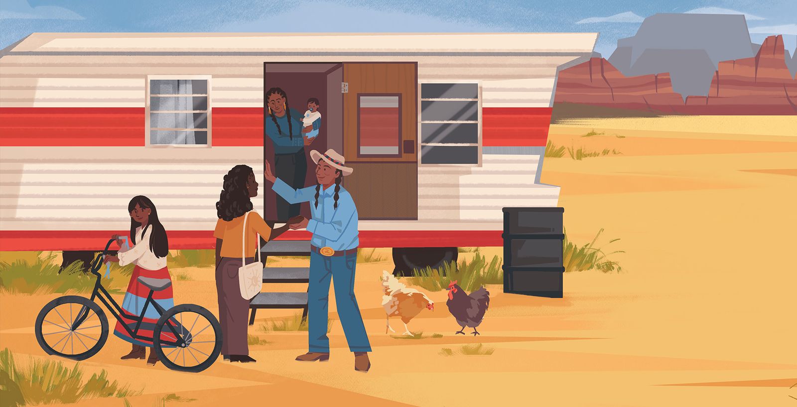 Artist image of rural social work