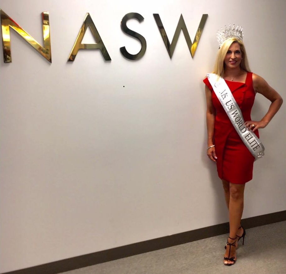 Ms. U.S. World Elite Carla Gonzalez visits NASW headquarters. 