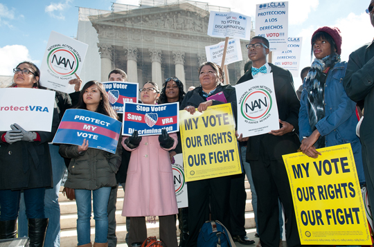 Voting rights protest in front of the U.S. Supreme Court. Photo byDavid Sachs / SEIU.